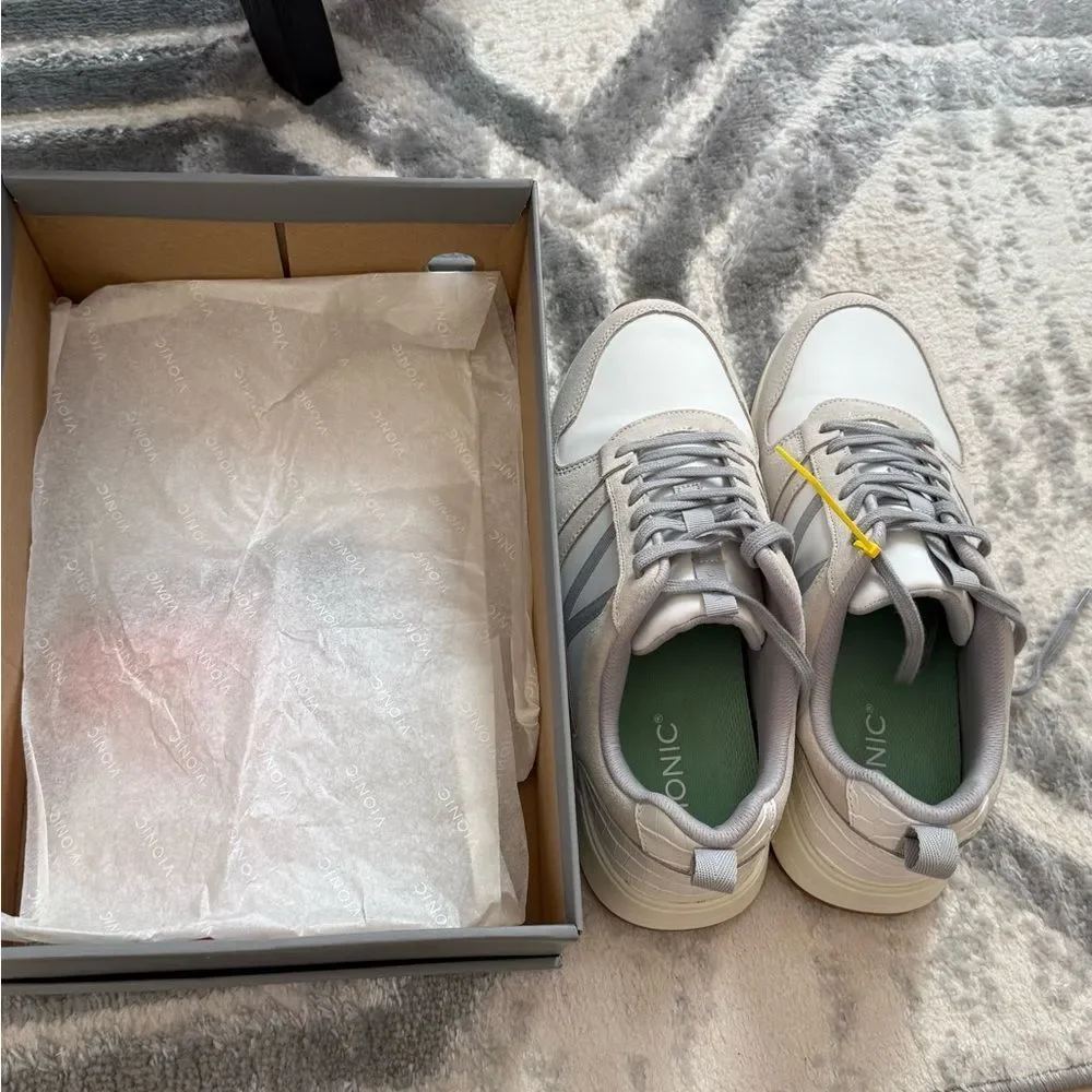 Vionic Rechelle Croc Leather Sneakers in White 11 NIB